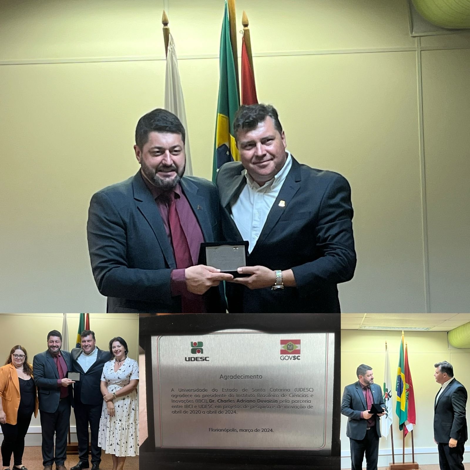 Homenagem prestada pela Universidade do Estado de Santa Catarina ao Instituto Brasileiro de Ciências e Inovações
